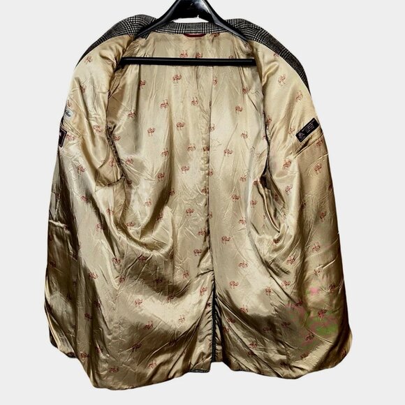 Vintage Jos A Bank Glen Plaid Camel Hair Blazer 46R Quiet Luxury Tradcore - Picture 3 of 11